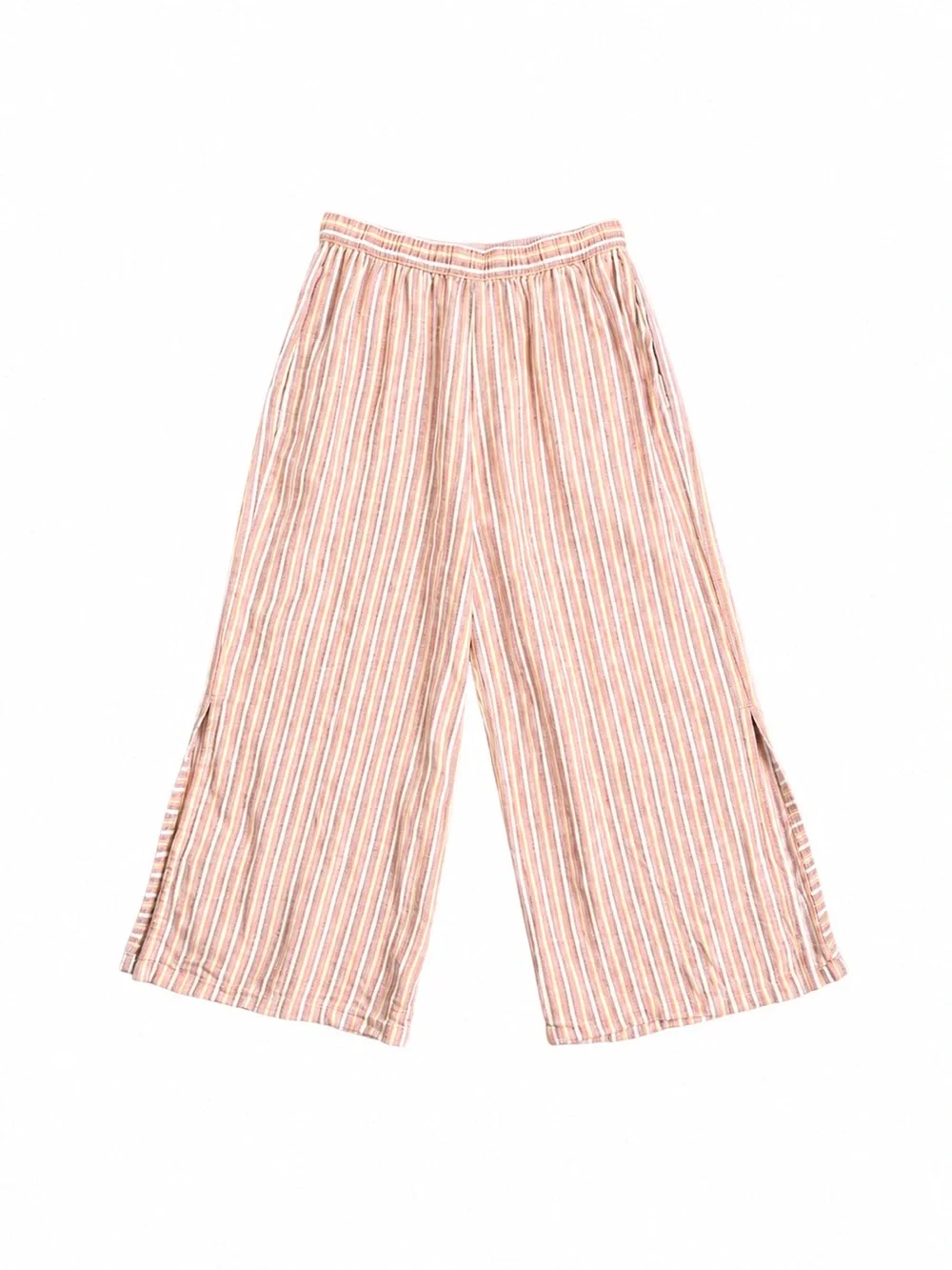 Patagonia Hemp Lyocell Wide Leg Crop Pants Boho Hippie Coastal Stripped XS - Picture 2 of 7